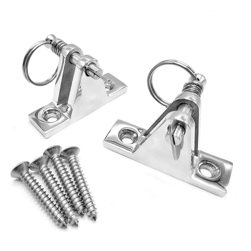 Amadget 2 Pack Bimini Top 90Â°Deck Hinge with Removable Pin, 316 Stainless Steel Marine Boat Hinge Mount Bimini Top Fitting Hardware - Image 4